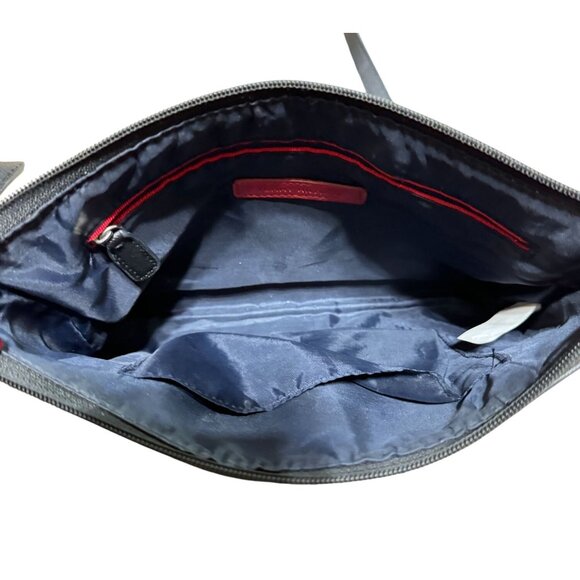 Y2K Tommy Hilfiger Crossbody Purse Handbag Bag Striped Black and Gray 10"X 7"X1" - Picture 3 of 3